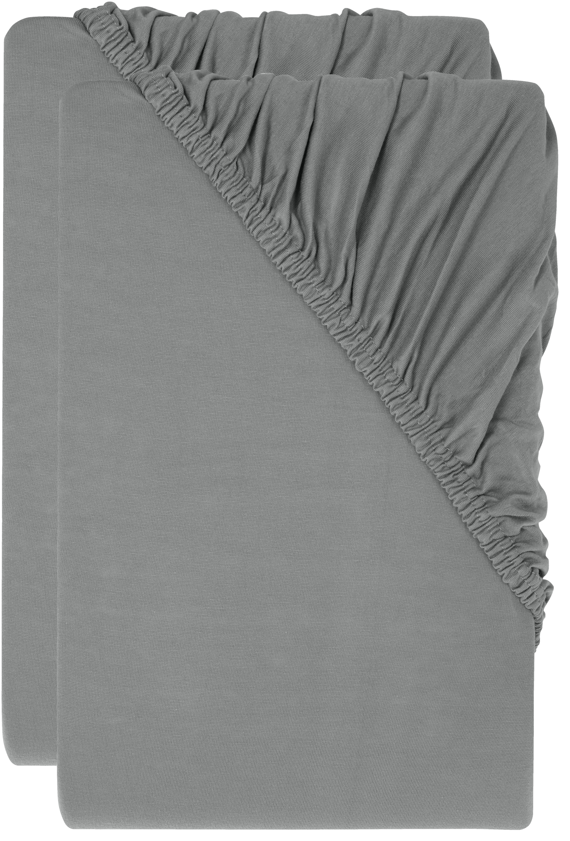 Livarno® Sada žerzejových napínacích prostěradel, 90–100 x 200 cm, 2dílná, šedá