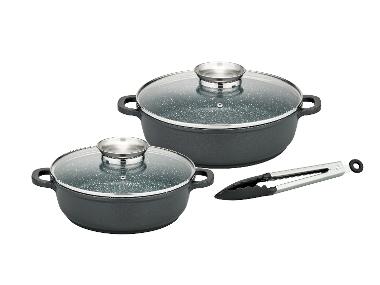 GSW Servírovací sada pánví Gourmet Granit s aromavíkem, 5 kusů