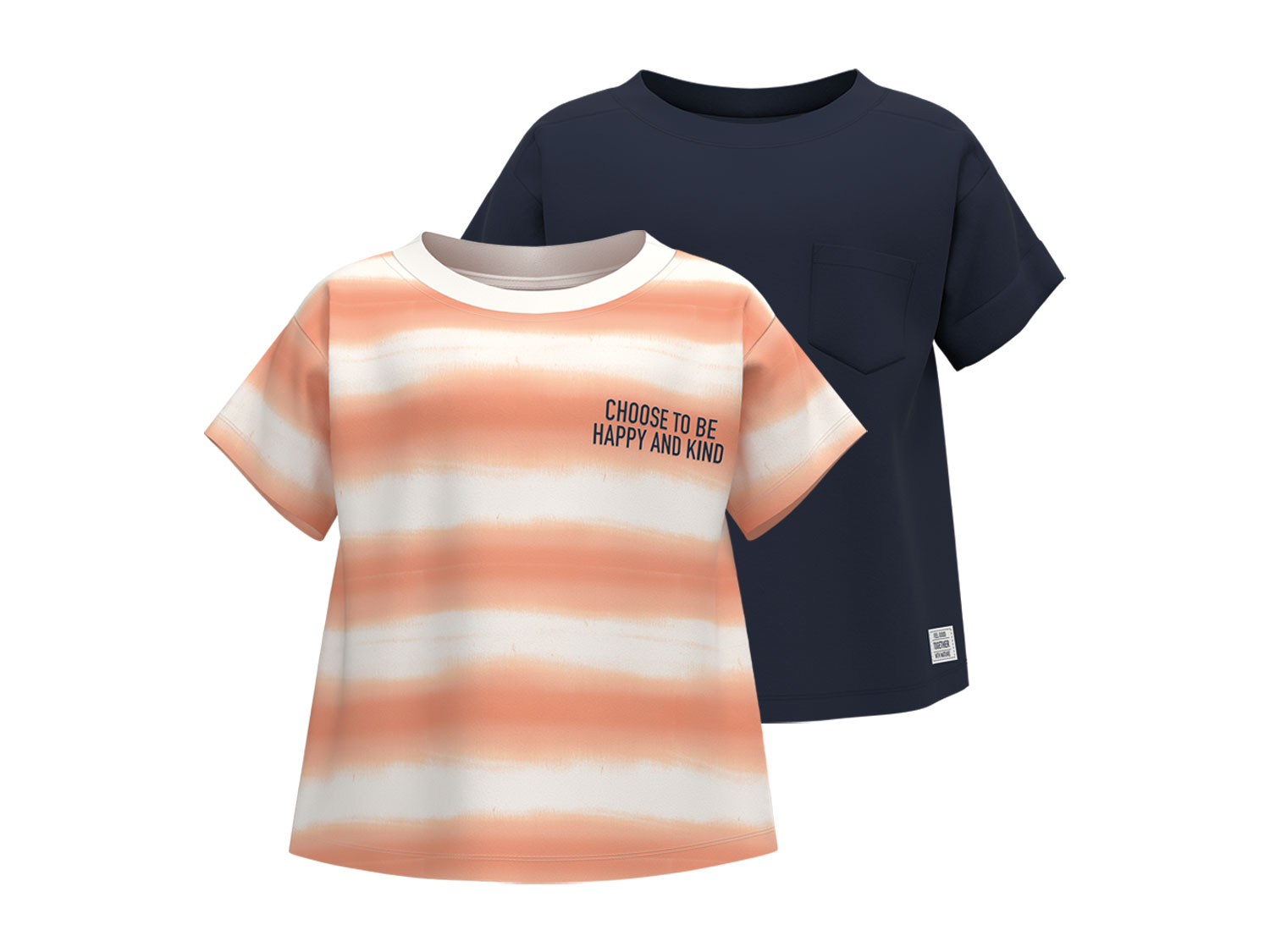 lupilu® Chlapecké triko Bio, 2 kusy (134/140, navy modrá / oranžová)
