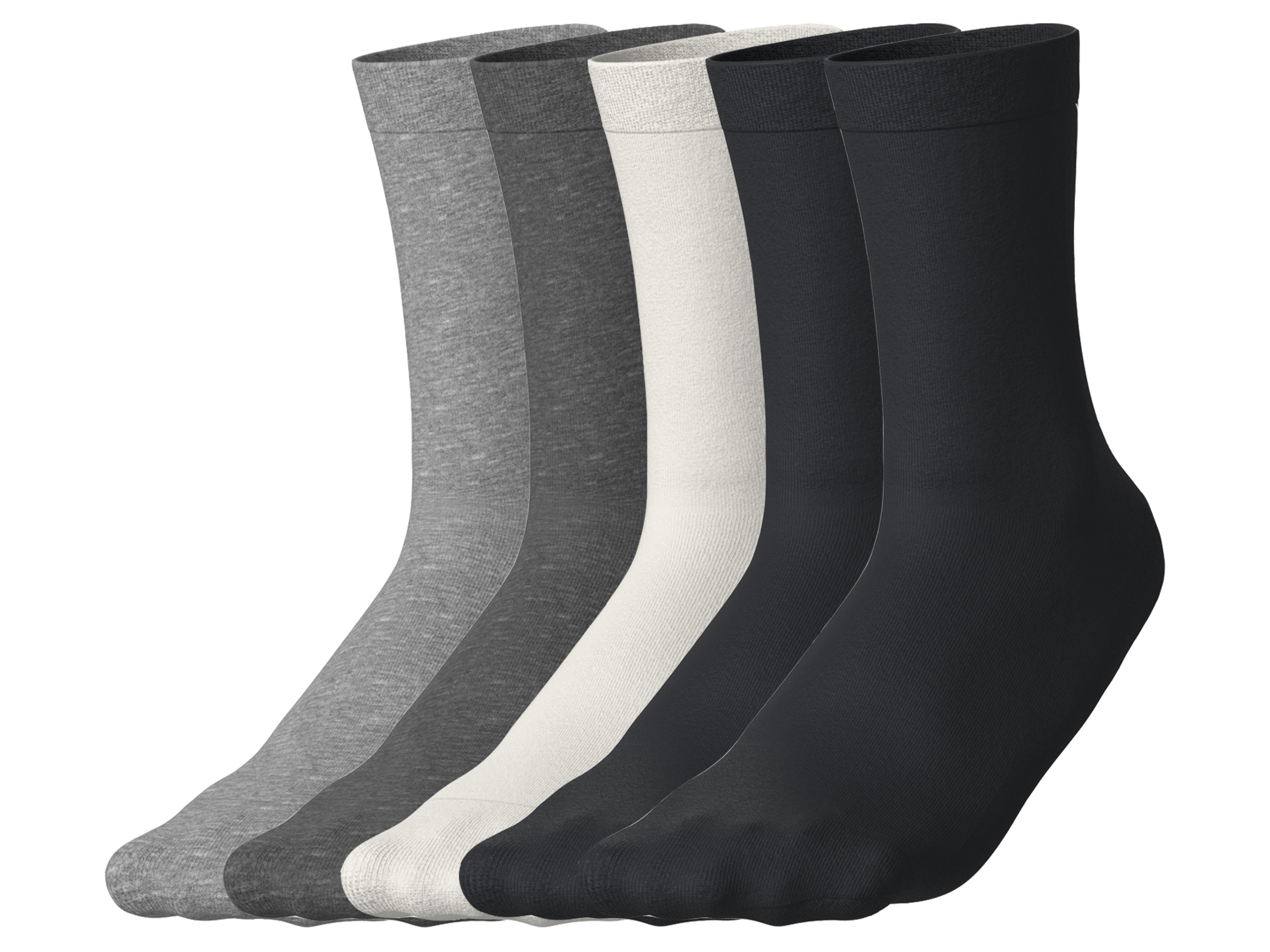 esmara® Dámské ponožky s BIO bavlnou, 5 párů (šedá/černá/bílá, 39-42)