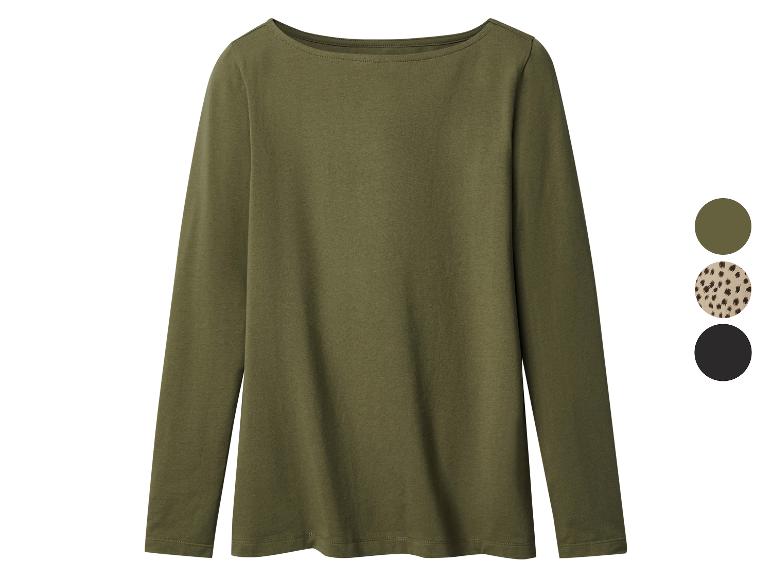 Khaki zelené tričko s dlouhým rukávem a lodičkovým výstřihem, s barevnými variantami.