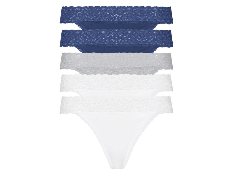 esmara Dámské krajkové kalhotky, 5 kusů (S (36/38), námořnická modrá / šedá / bílá)