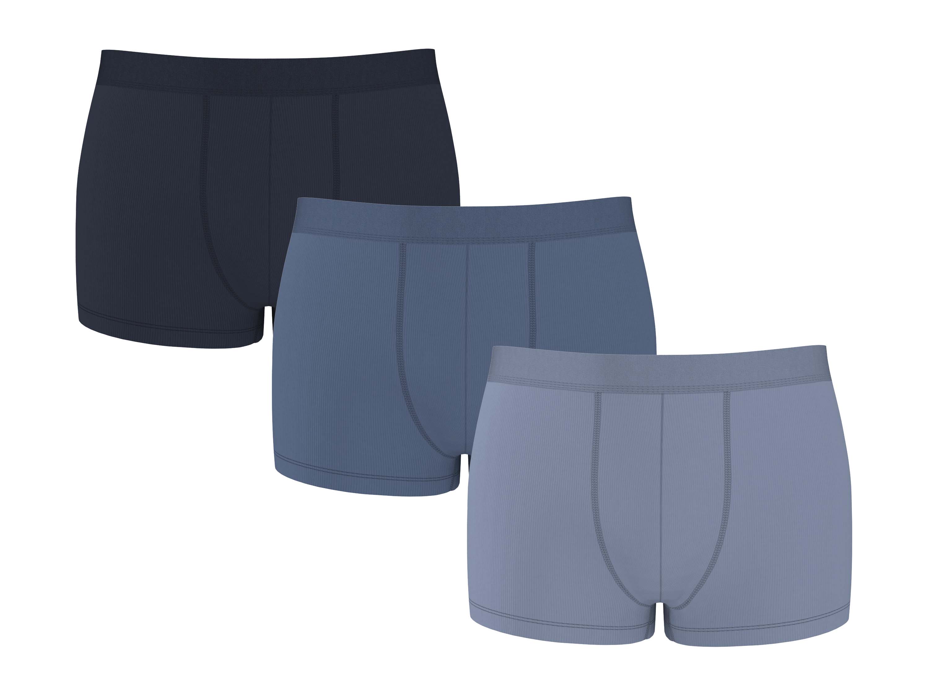 Esmara MEN Pánské vroubkované boxerky, 3 kusy (navy modrá / modrá, 5/M)