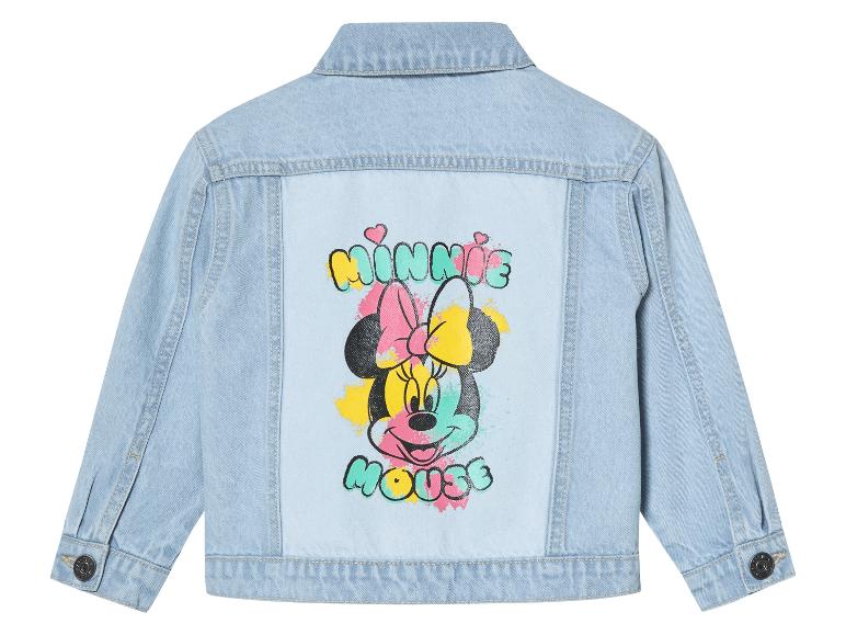 Dětská džínová bunda s barevnou Minnie Mouse.