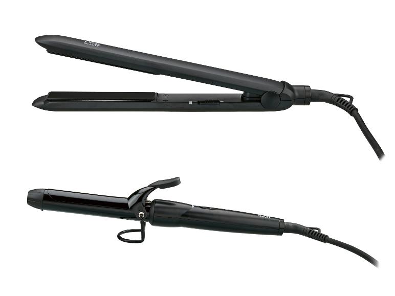 Žehlička na vlasy a kulma Cien Beauty v černé barvě.