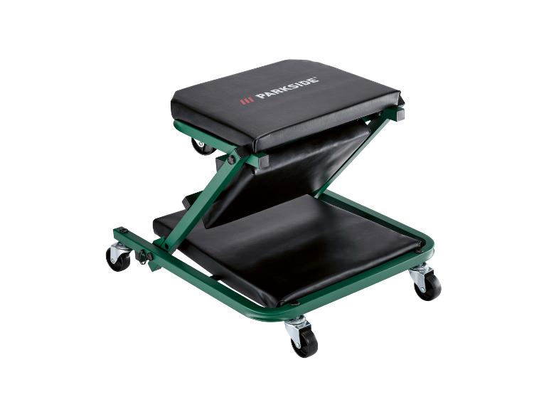 Skládací dílenská stolička Parkside, zelená a černá, s kolečky