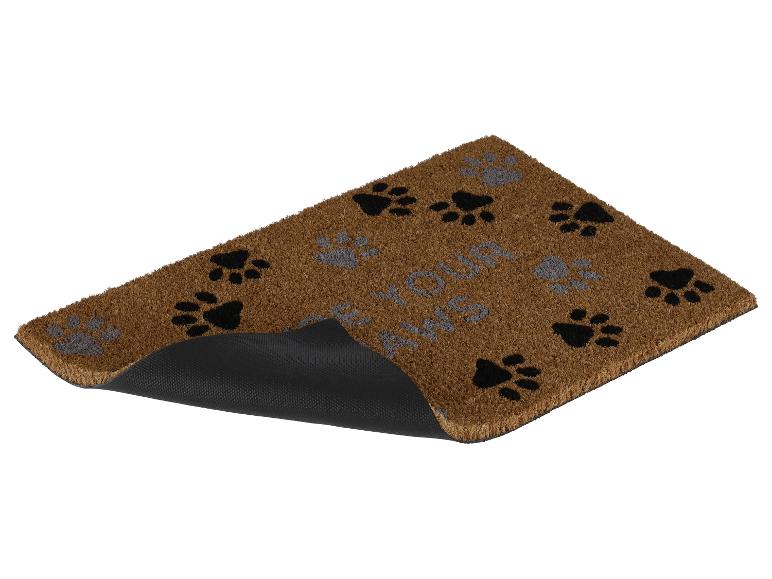 Dveřní rohož s otisky tlap a textem "Wipe Your Paws".