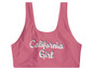 Růžová bikinová podprsenka s nápisem 'California Girl'.