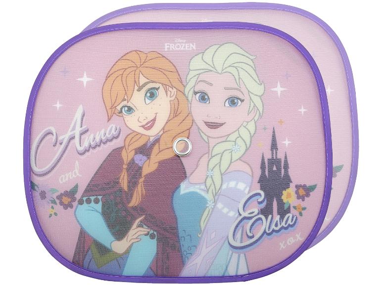 Sluneční clona do auta Disney Frozen s Annou a Elsou na růžovém pozadí