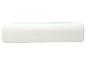 Bílý polštář z paměťové pěny s modrým lemem, pohled z boku.