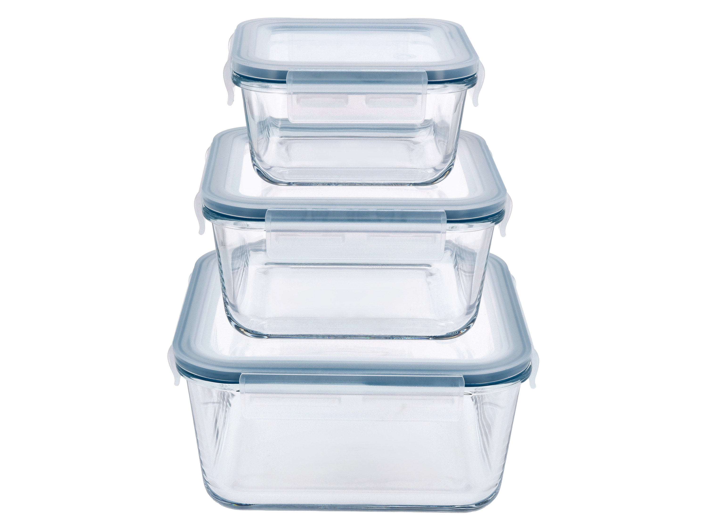 Silvercrest® Sada skleněných potravinových dóz, 3dílná (čtvercová varianta, 3dílná sada)