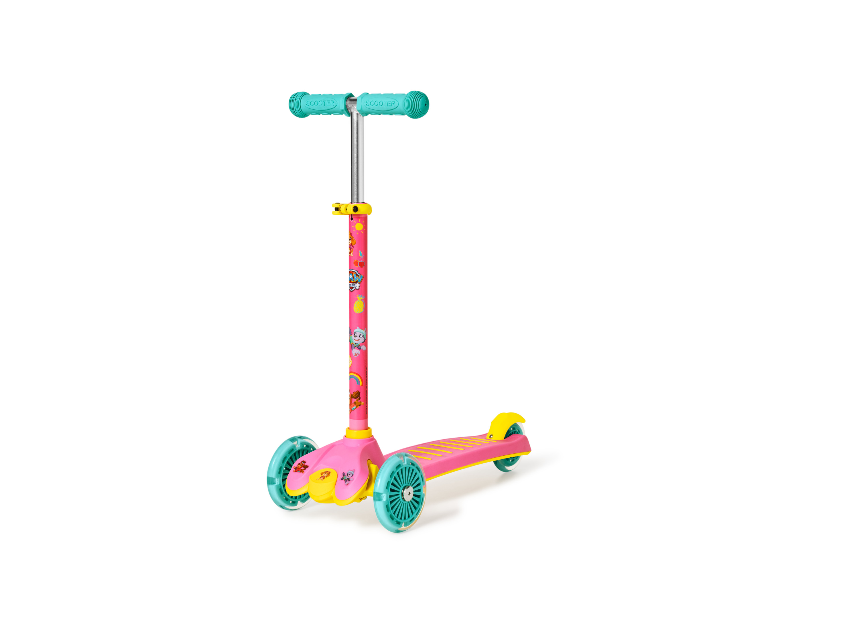 lupilu® Dětská trojkoloběžka s LED kolečky, výškově nastavitelná (světle růžová)