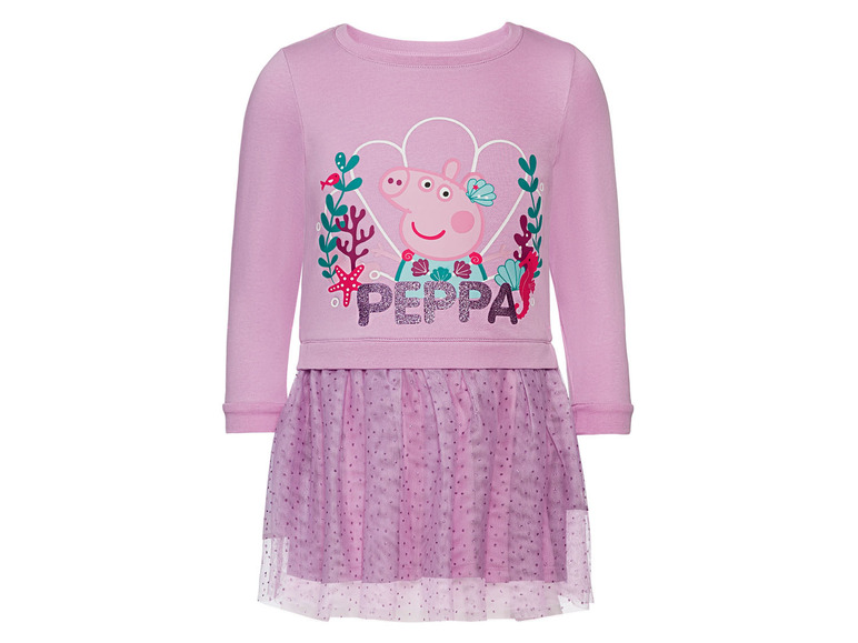 Dívčí šaty s dlouhým rukávem s Peppa Pig a tylovou sukní.