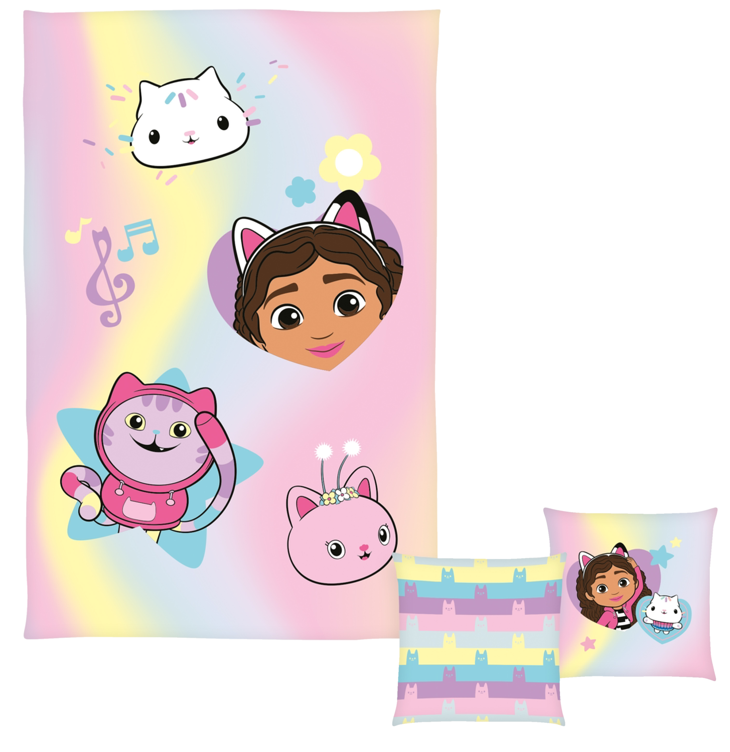 Gabby´s Dollhouse Sada deky s polštářem, 2dílná (růžová/žlutá)