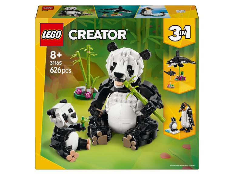 Stavebnice LEGO Creator 3 v 1 Panda se 626 dílky, kterou lze přestavět na kosatku nebo tučňáky.