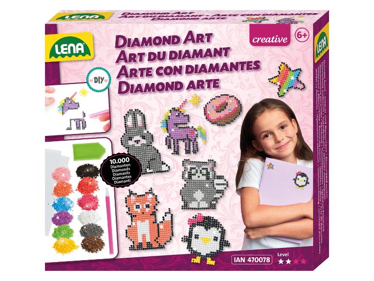 Sada Lena Diamond Art s jednorožcem, králíkem a dalšími zvířátky.
