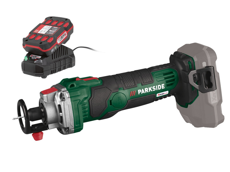 Parkside X20V Team frézka s nabíječkou.