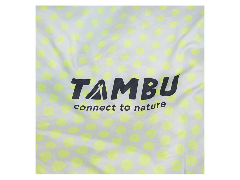 Tambu látka se žlutými puntíky a textem 'connect to nature'.