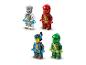 Čtyři LEGO Ninjago minifigurky: Zane, Kai, Nya a Lloyd, v jejich oblečení Prime Empire.