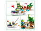 Sady LEGO Animal Crossing s lodí, ostrovem a zvířecími figurkami.