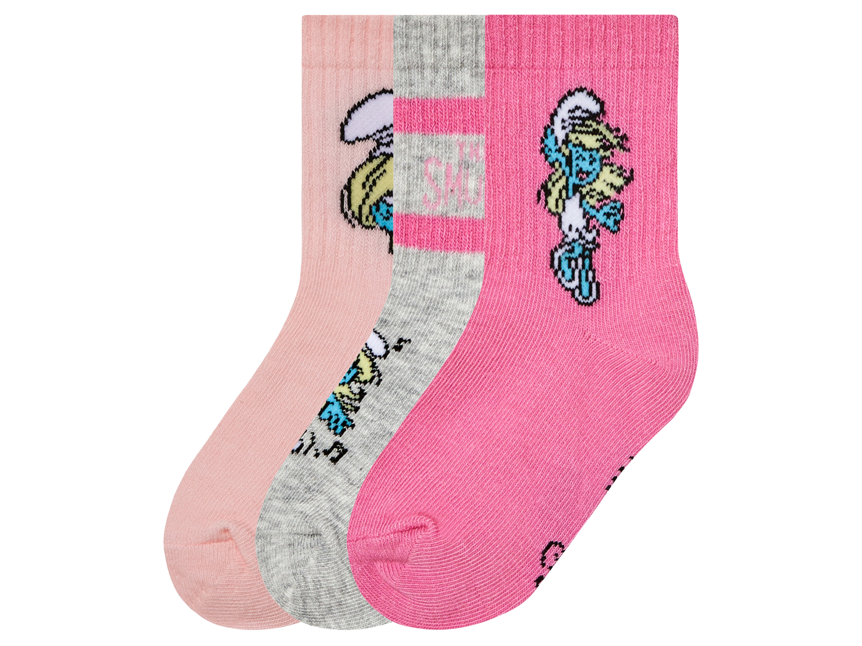 Dětské ponožky, 3 páry (světle růžová / šedá, 19-22)