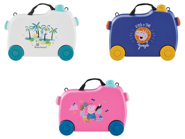 Dětské kufry na kolečkách s Peppa Pig: témata džungle a banány.