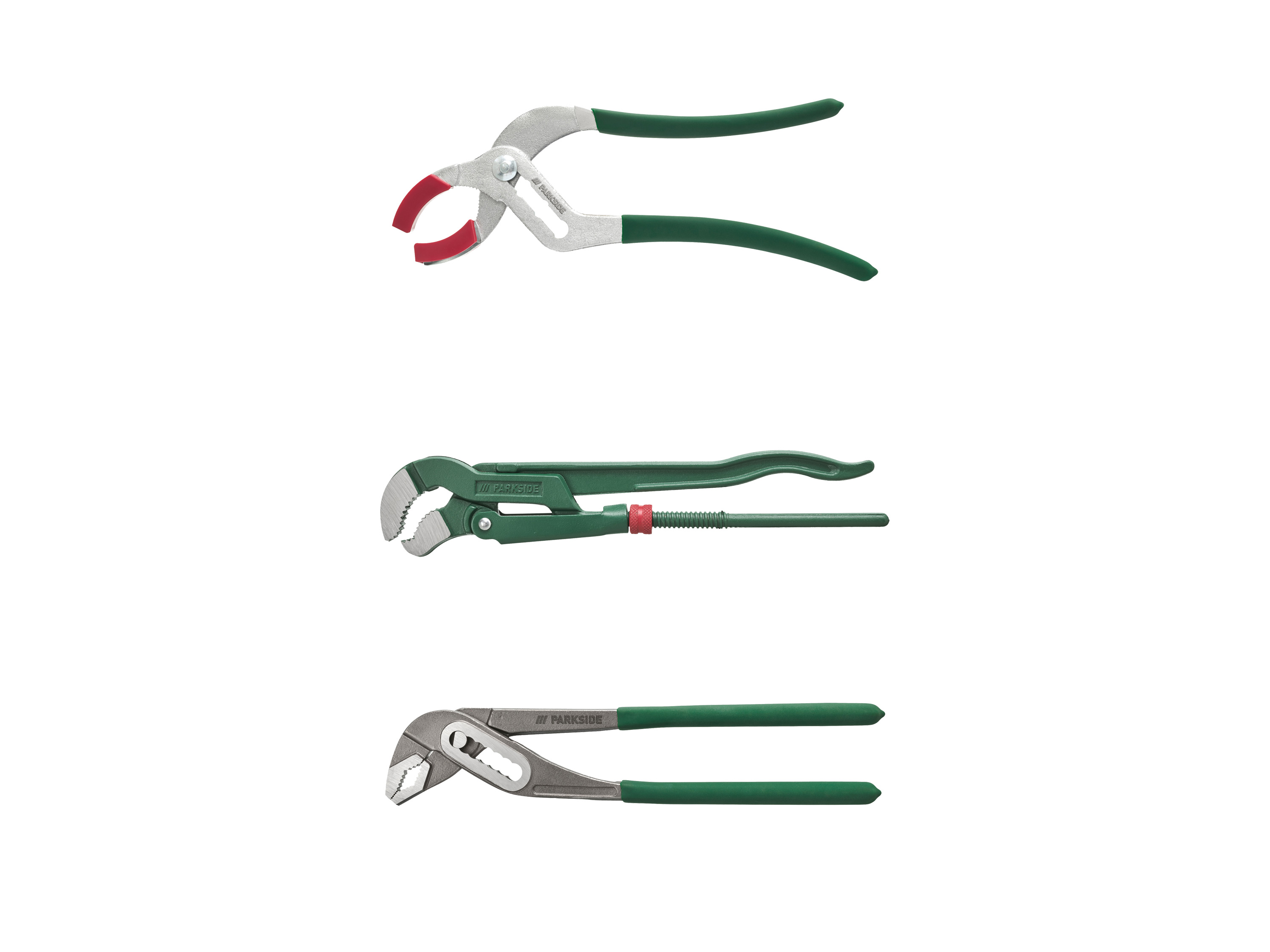 Parkside® Sada instalatérských kleští, 3dílná / Hasák (sada instalatérských kleští)