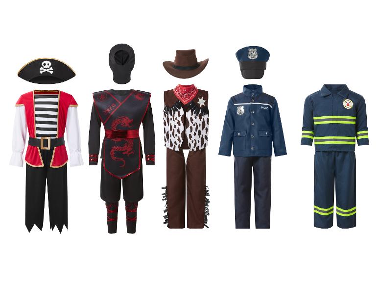Pět dětských kostýmů: pirát, nindža, kovboj, policista a hasič.