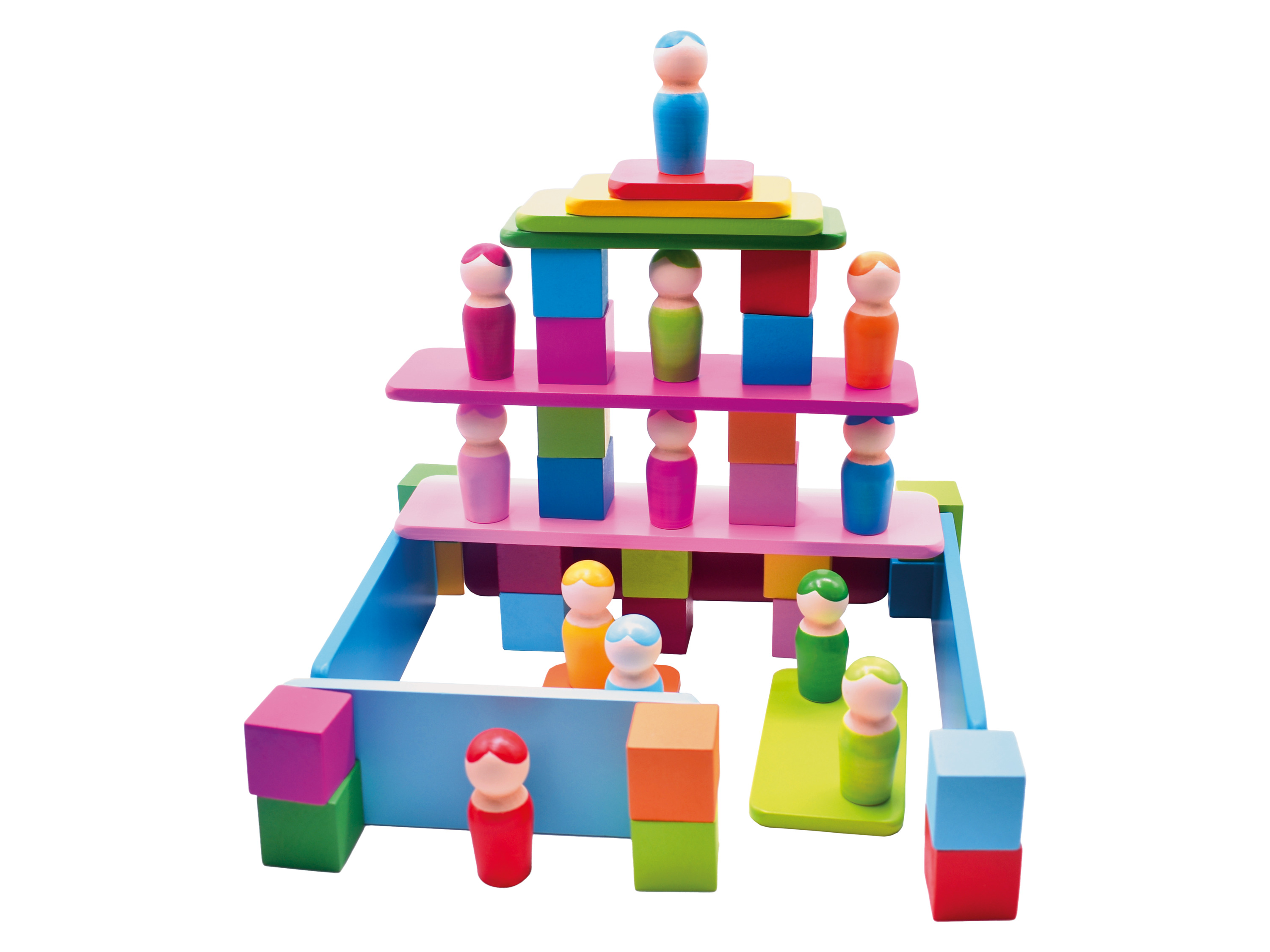 Playtive Dřevěná výuková hra Montessori, velká (stavební kostky 4 elementy)