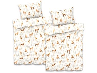 Sada fleecového ložního povlečení, 140 x 200 cm, 70 x 90 cm, 2dílná, sob/bílá