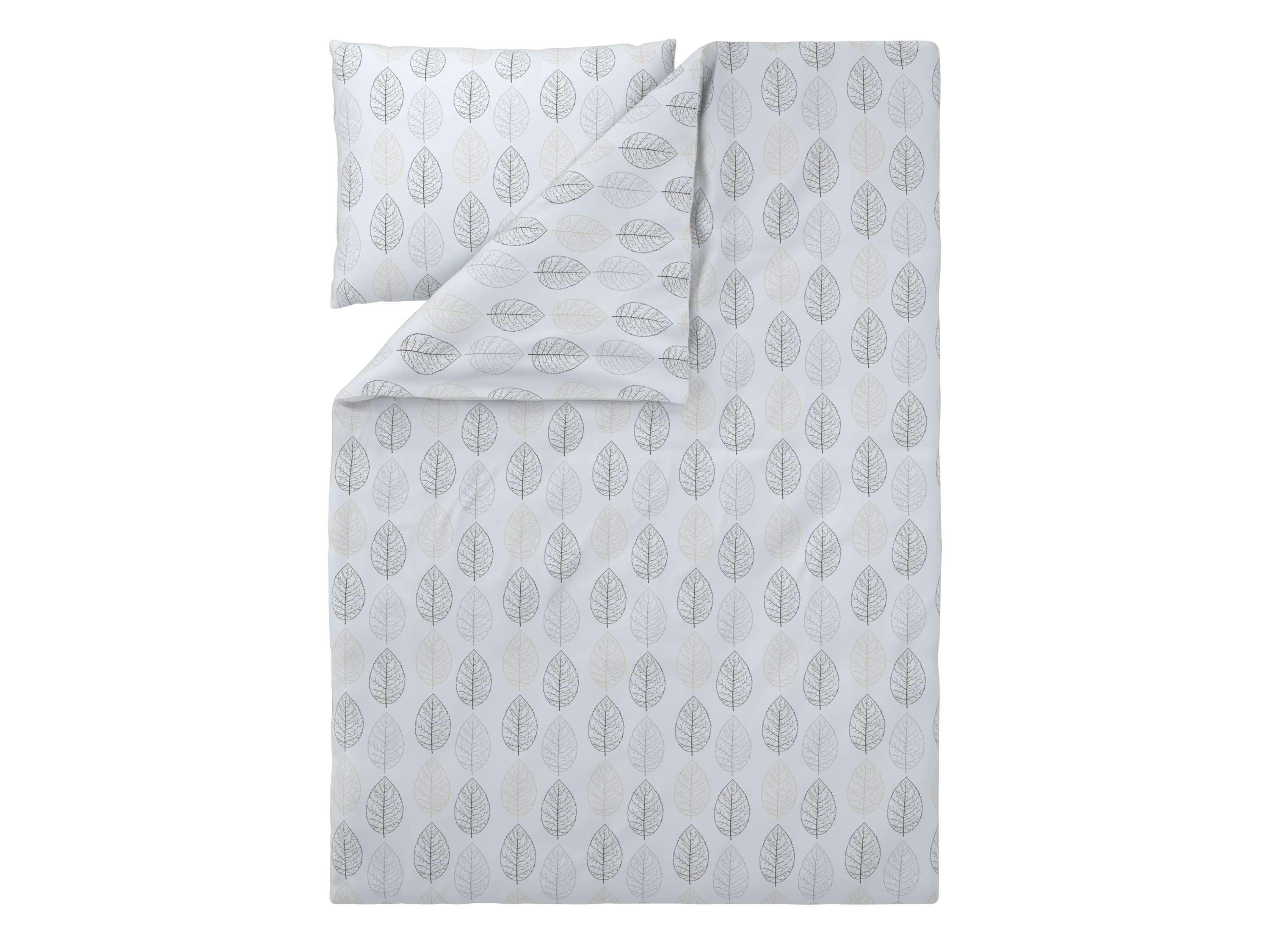 Livarno® Ložní povlečení z jemného flanelu, 140 x 200 cm, 70 x 90 cm (listy/bílá)