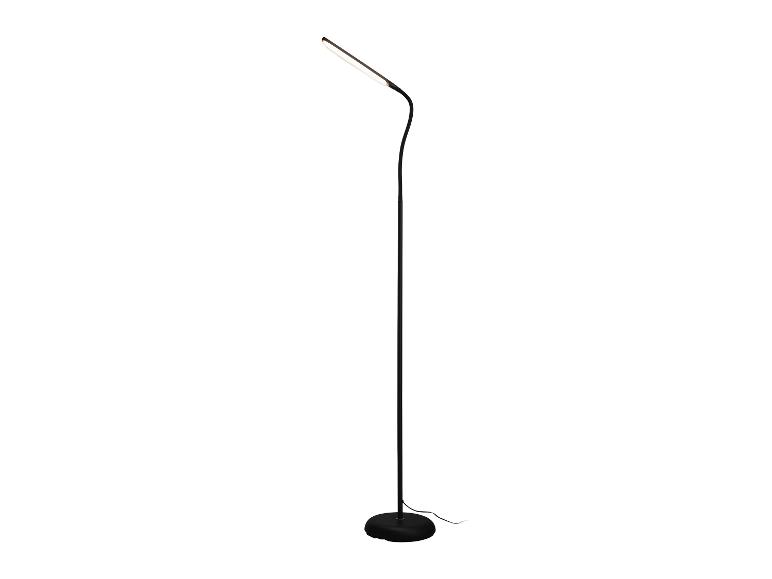 Černá LED stojací lampa s flexibilní hlavou a kulatou základnou