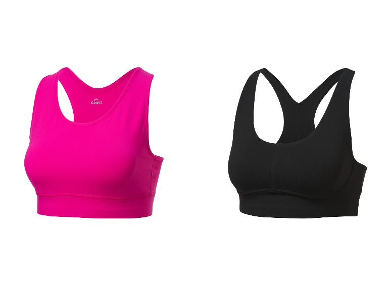 Sportovní podprsenky Crivit: růžová a černá.