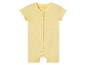 Žlutý pruhovaný overal pro miminka na zip.