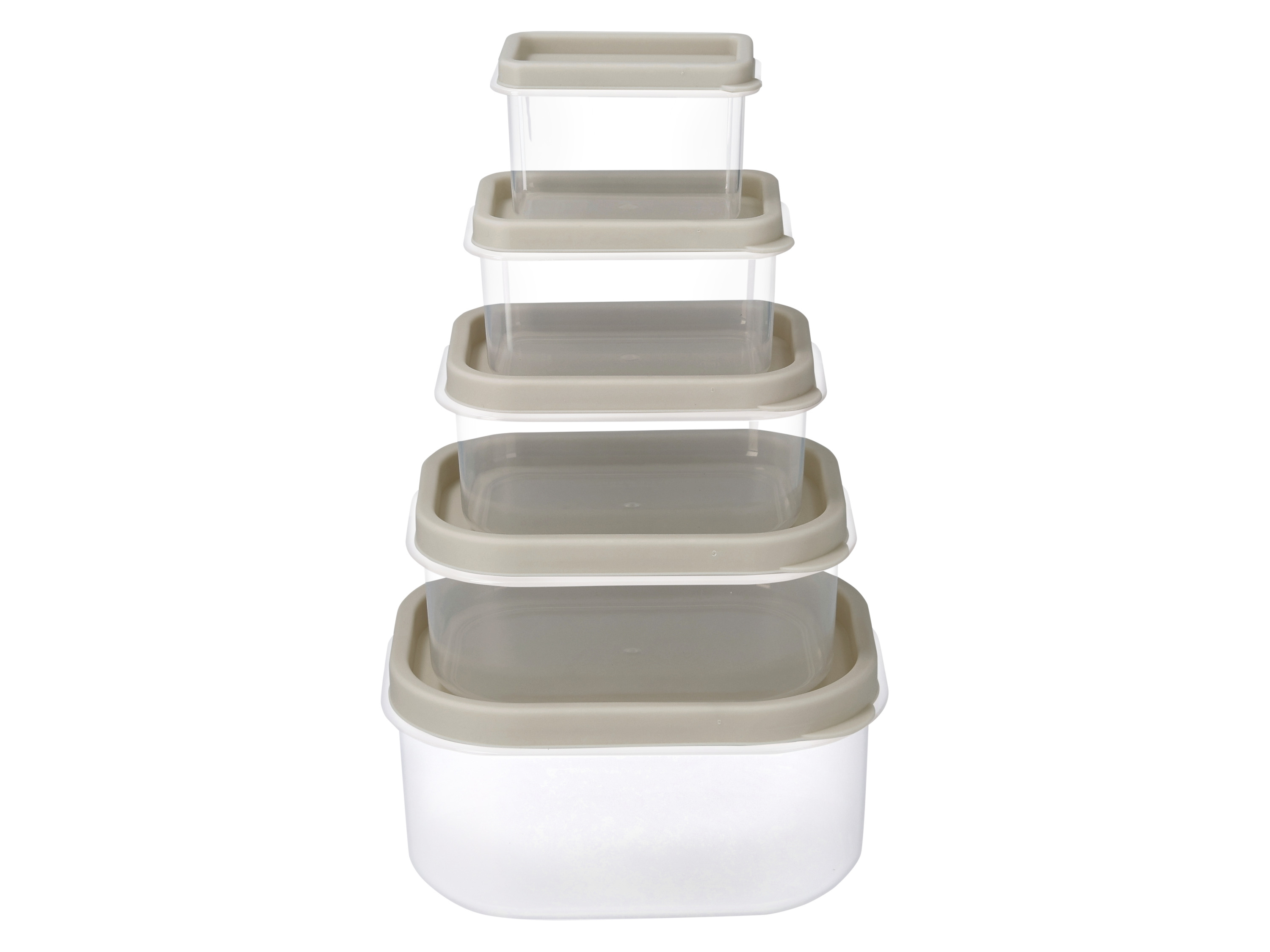 Silvercrest® Sada potravinových dóz, 5dílná (obdélníková, béžová)