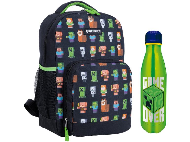 Batoh a láhev na vodu Minecraft.