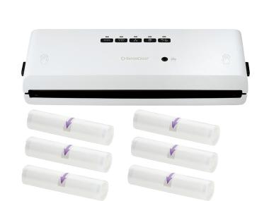 SILVERCREST® Sada vakuové svářečky fólií SV 130 A1 a fólií do vakuovačky, 20 cm, 3 kusy, bílá