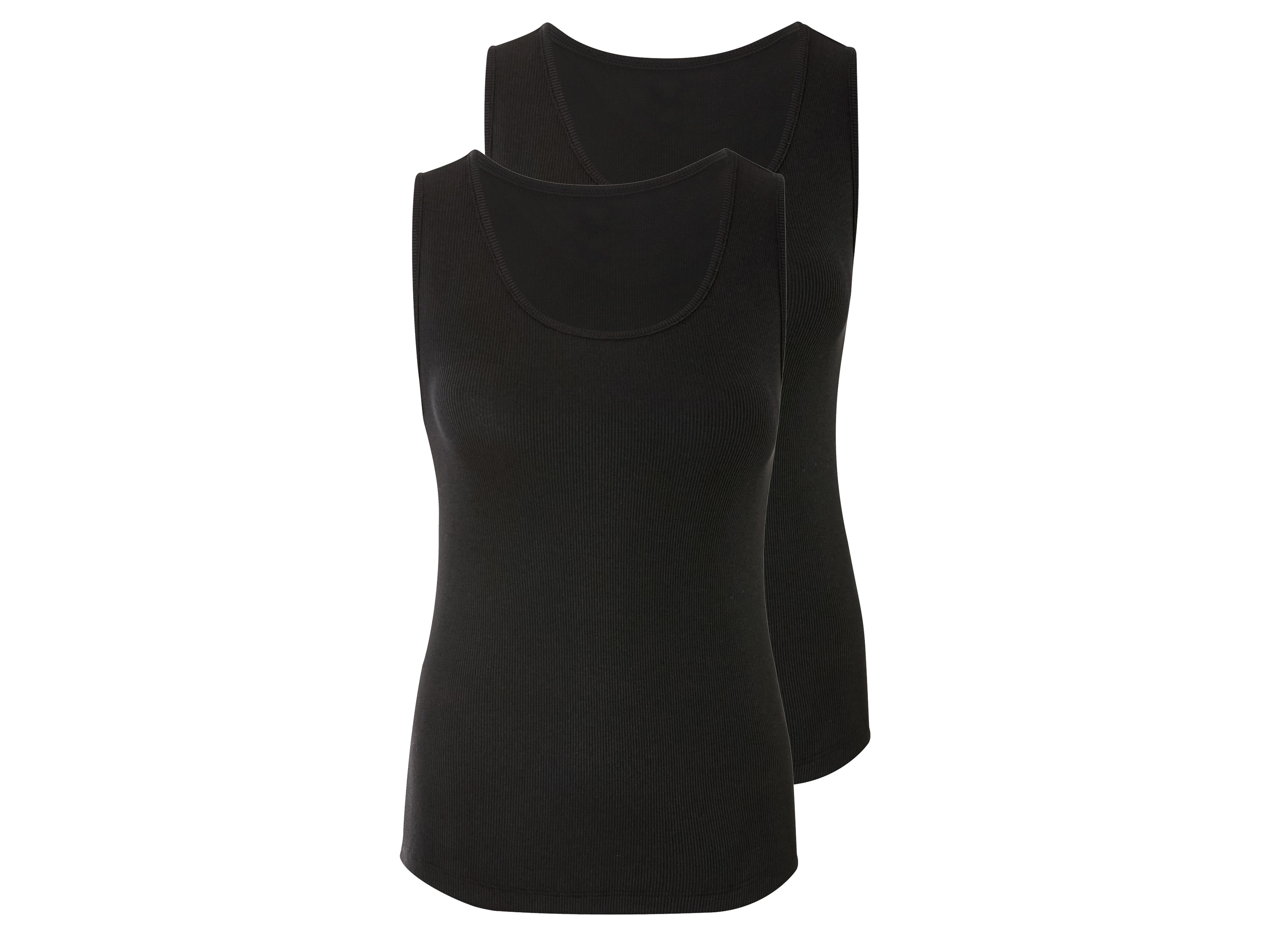 esmara® Dámské vroubkované tílko, 2 kusy (černá, M (40/42))