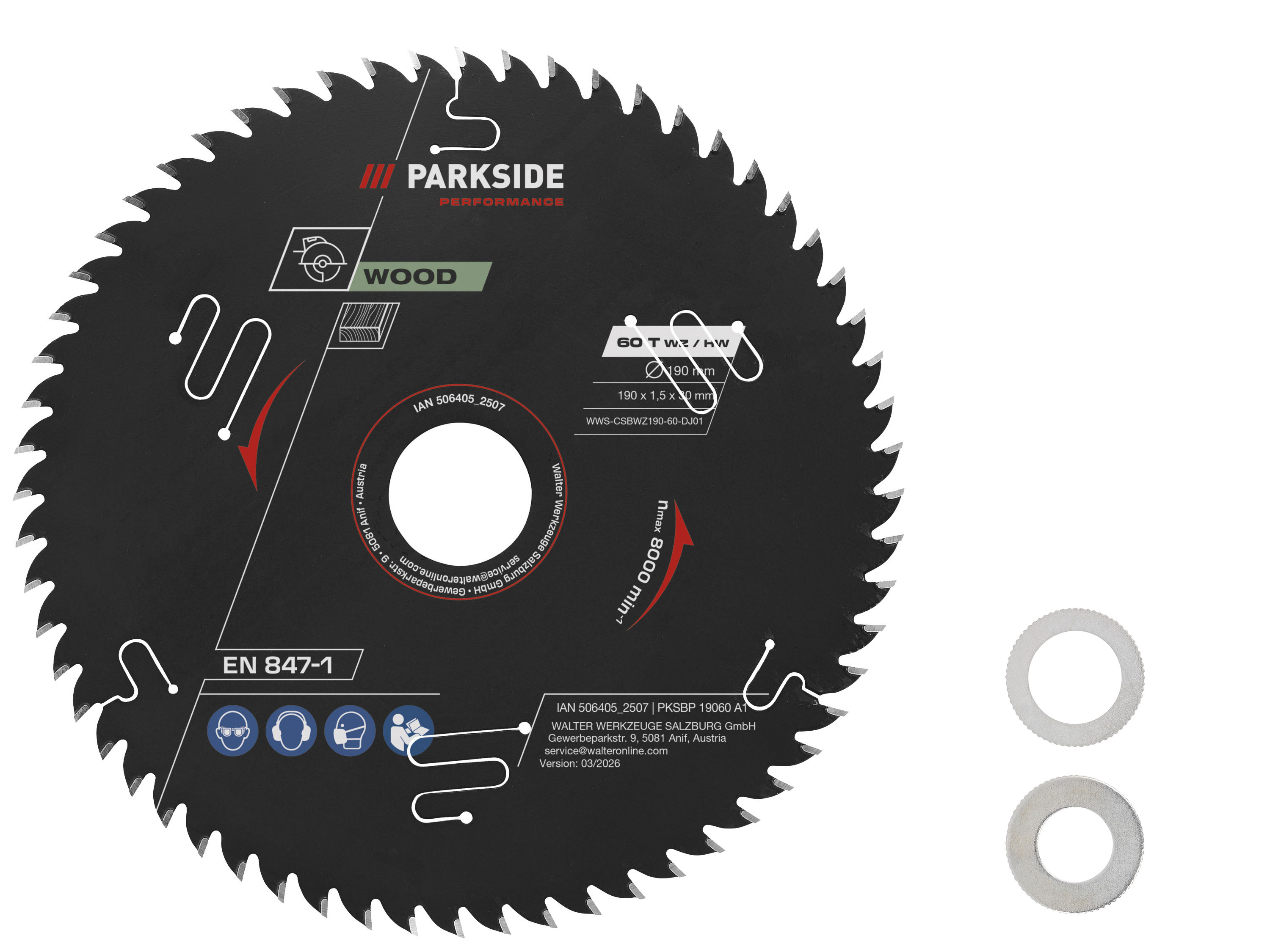 Levně Parkside Performance® Pilový kotouč pro ruční okružní pilu Pksbp 19024 A1 / Pksbp 19048 A1 / Pksbp 19060 A1