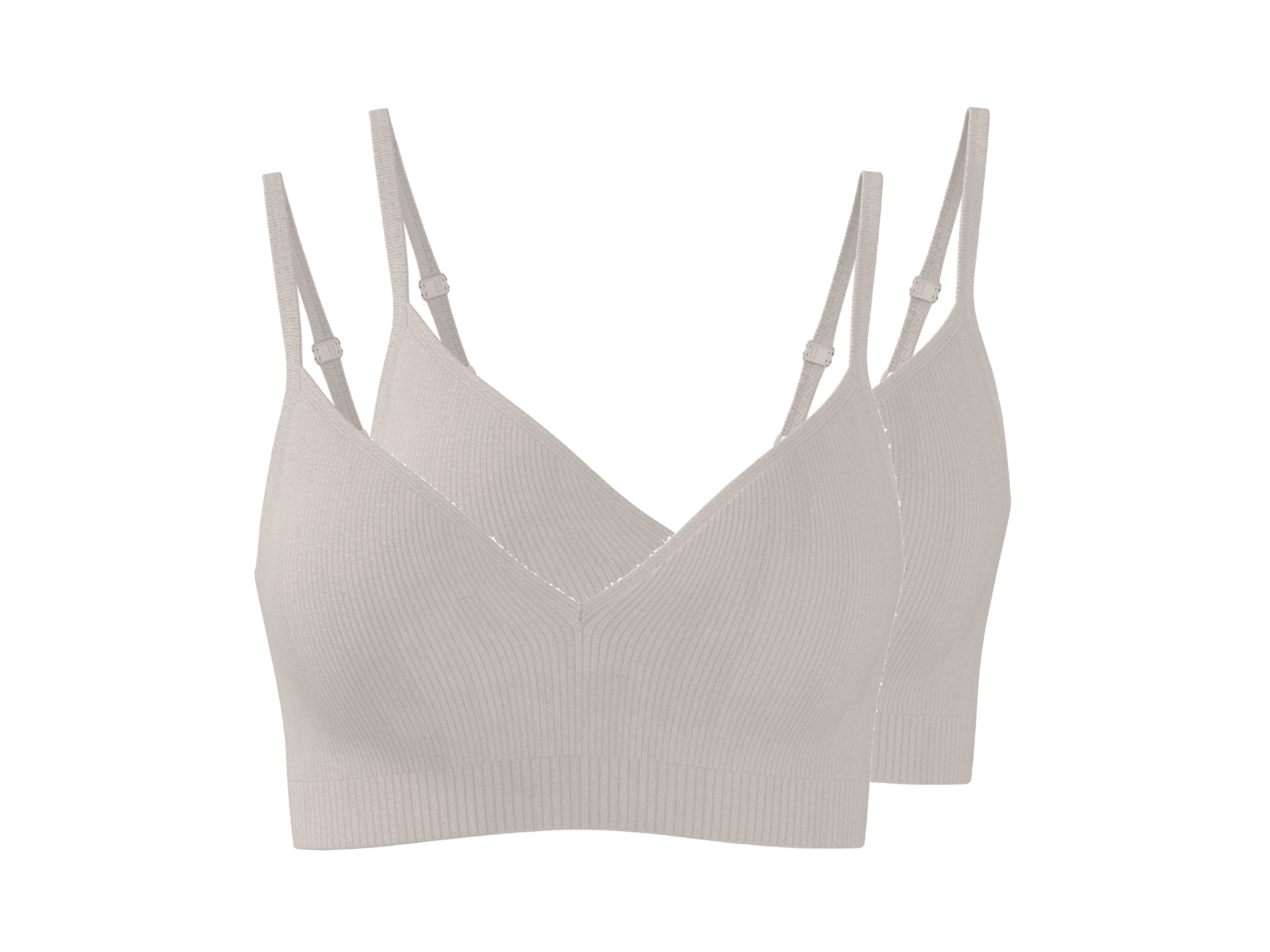 Esmara® Dámská bezešvá vroubkovaná podprsenka, 2 kusy (šedá, XL (48/50))