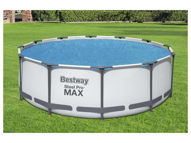 Bazén Bestway Steel Pro MAX s modrou plachtou.