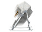 Šedá houpačka pro miminko s bílo-šedým potahem s trojúhelníky