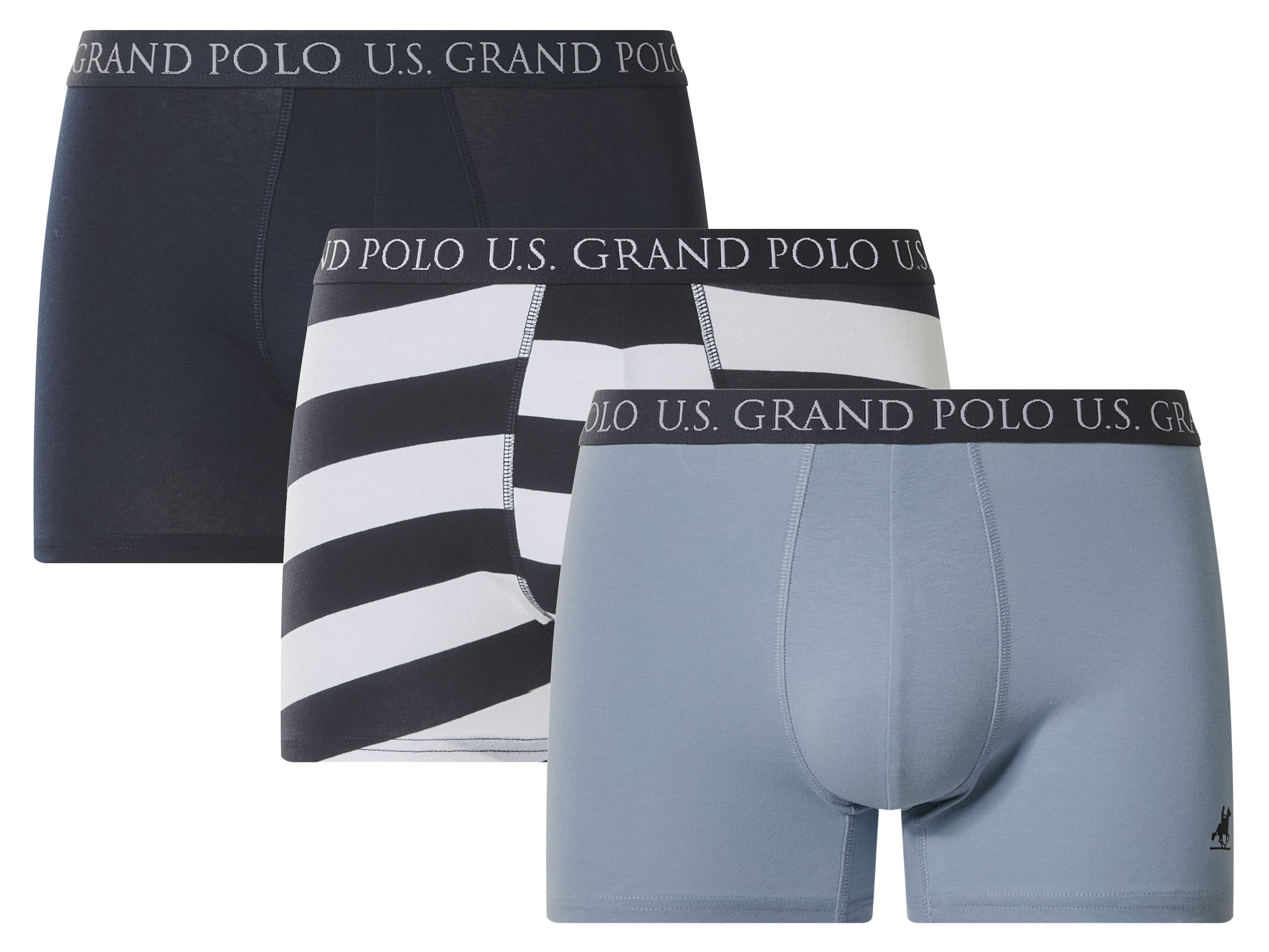Esmara MEN U.s. Grand Polo Pánské boxerky, 3 kusy (pruhy / navy modrá, 5/M)