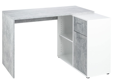 LIVARNO home Psací stůl se skříňkou, beton/bílá