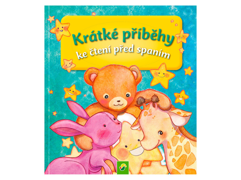 Kniha s krátkými příběhy ke čtení před spaním s medvědem, žirafou a králíkem.