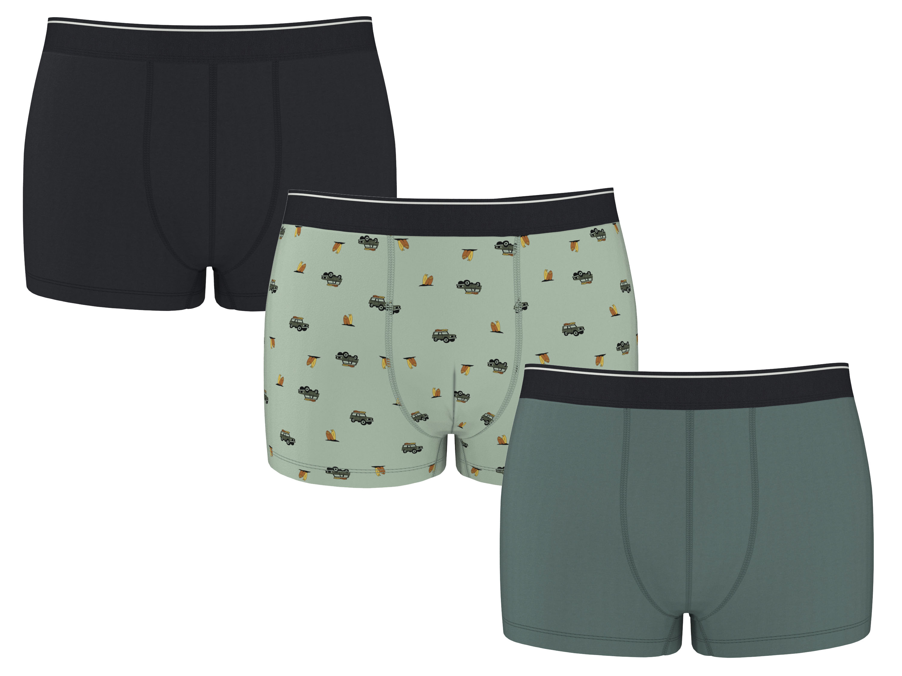 Esmara MEN Pánské boxerky, 3 kusy (černá/zelená, 7/Xl)