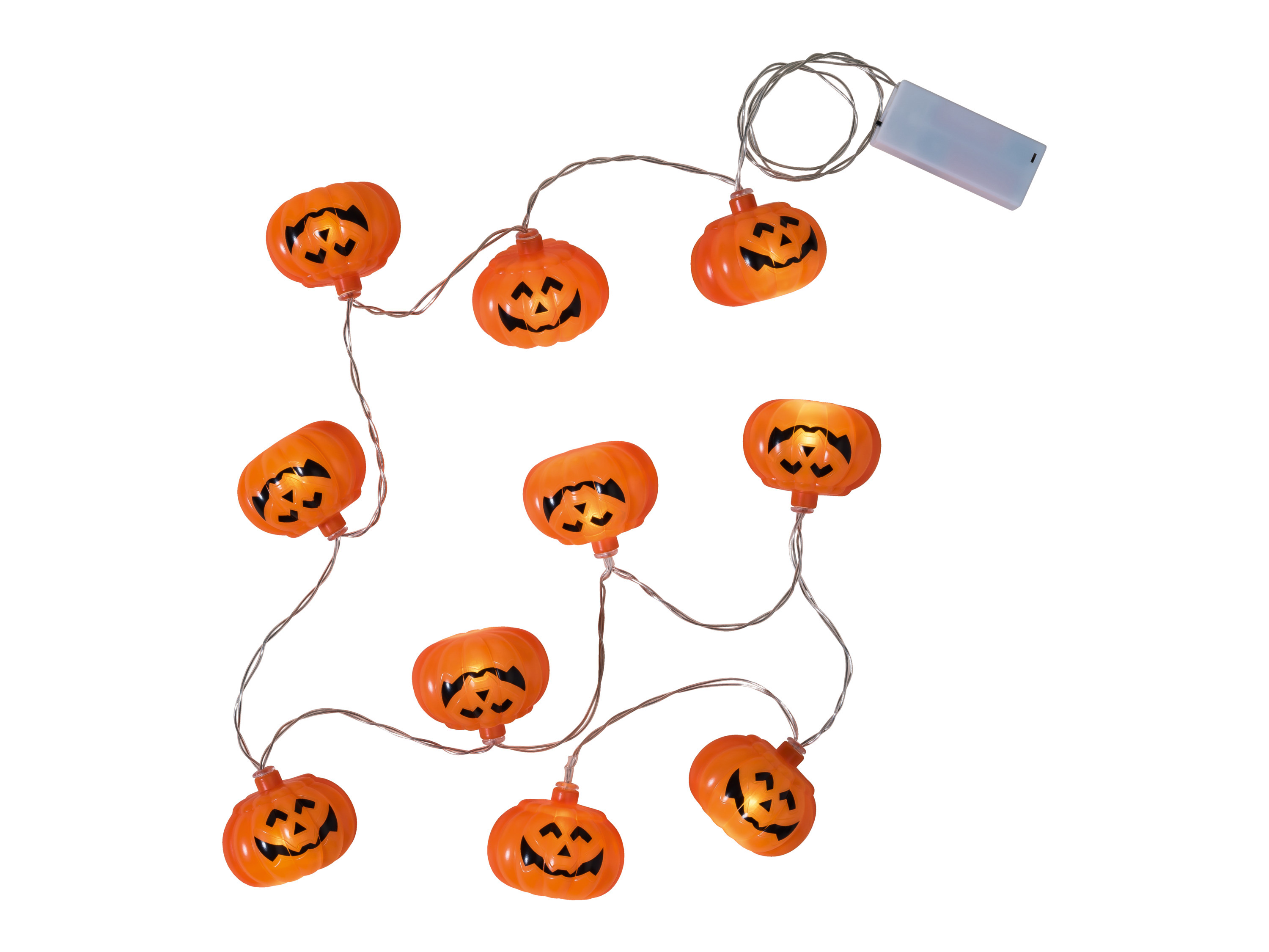 Halloweenský světelný LED řetěz (dýně)