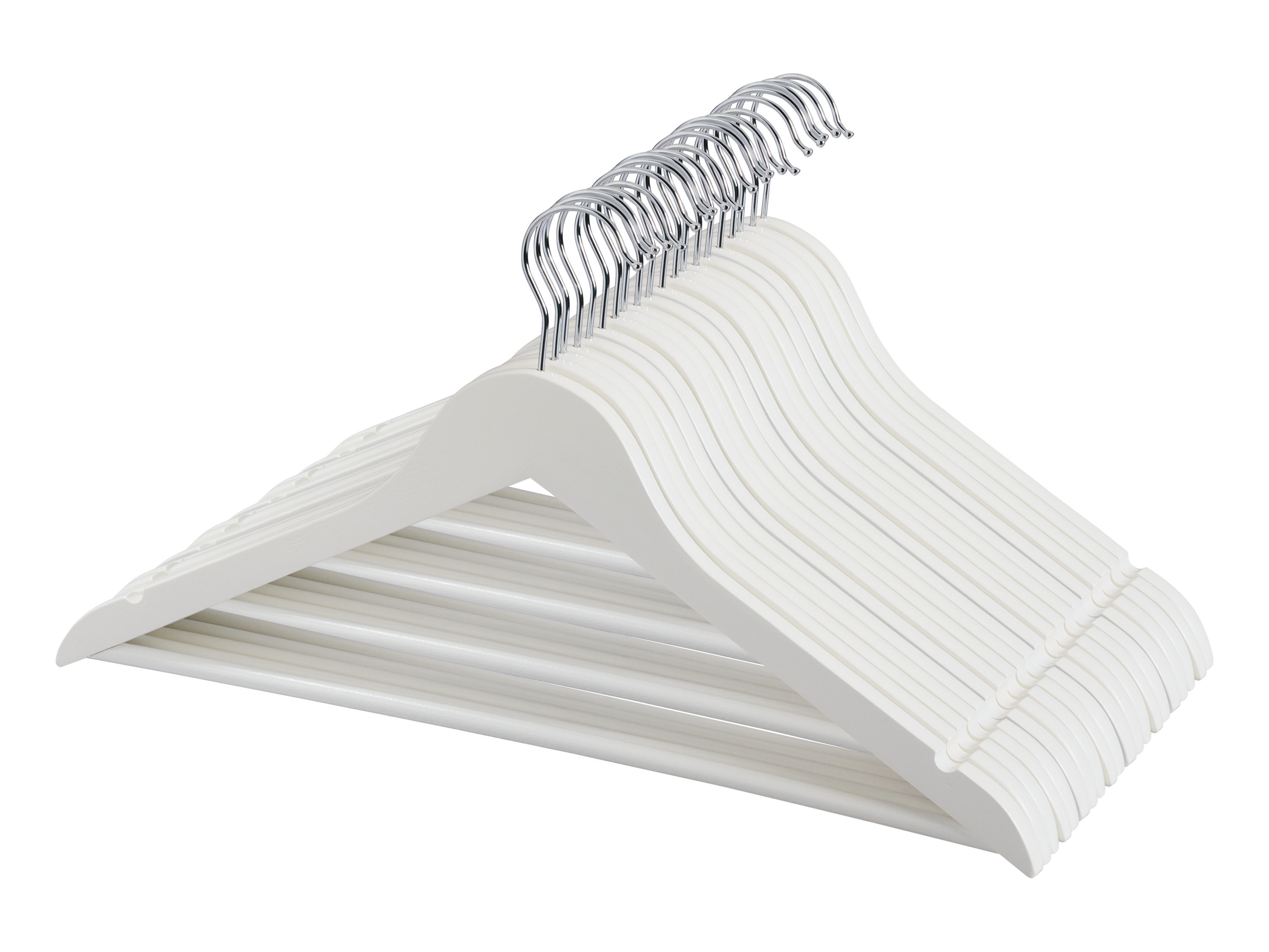 W5 Dřevěná ramínka na šaty, 20 kusů (bílá)