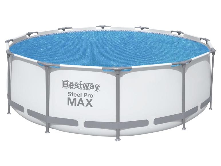 Bazén Bestway Steel Pro MAX s modrou plachtou.