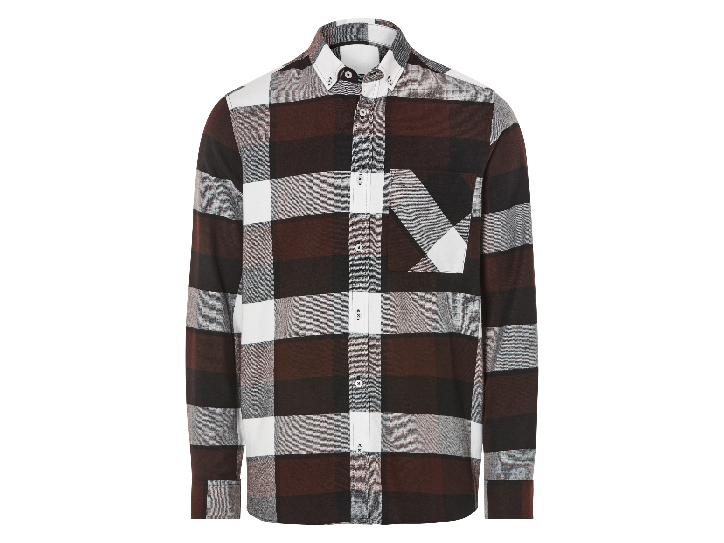 Livergy® Pánská volnočasová flanelová košile (M (39/40), hnědá/bílá)